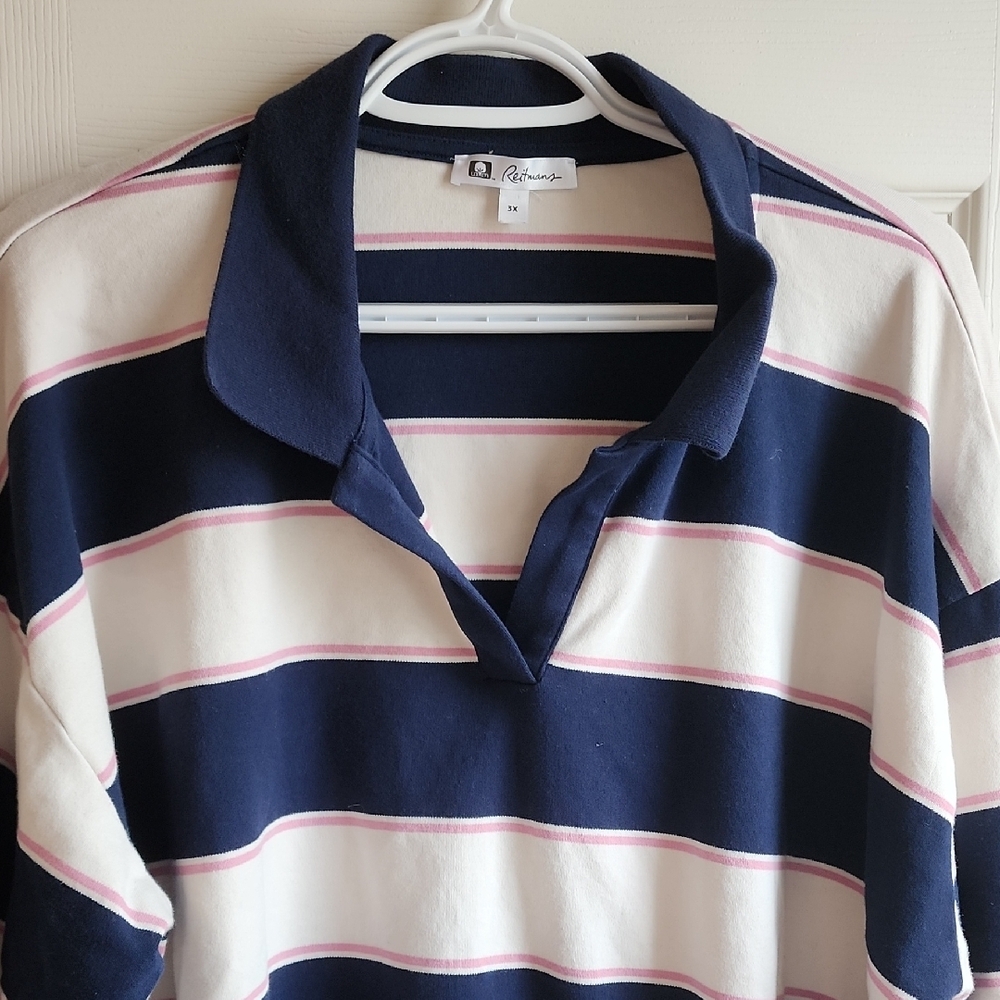 Reitmans Navy and White Striped Collared Shirt NEVER WORN! 3XL - Picture 2 of 5